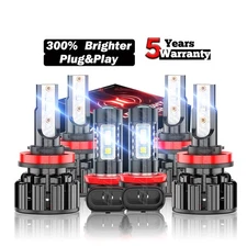 For Cadillac CTS Sedan 2008-2014  6x LED Headlight Hi/Low Beam + Fog Light bulbs