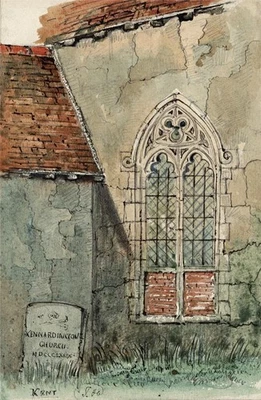Kenardington Kirche Kent Aquarell Gemälde James Foster Wadmore 19. Jahrhundert - Bild 1 von 3