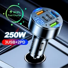 5 USB Port Super Fast Car Charger Adapter For iPhone Samsung Android Cell Phone