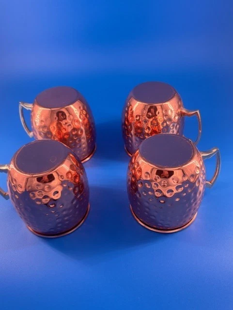 Juego de 4 tazas de cobre Moscow Mule - Cuerpo de cobre puro con asas de latón Foto 3 de 4
