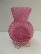 ANTIQUE VICTORIAN PINK WHITE ENCASED GLASS VASE