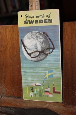 Vintage Travel Map Brochure 1960 Sweden