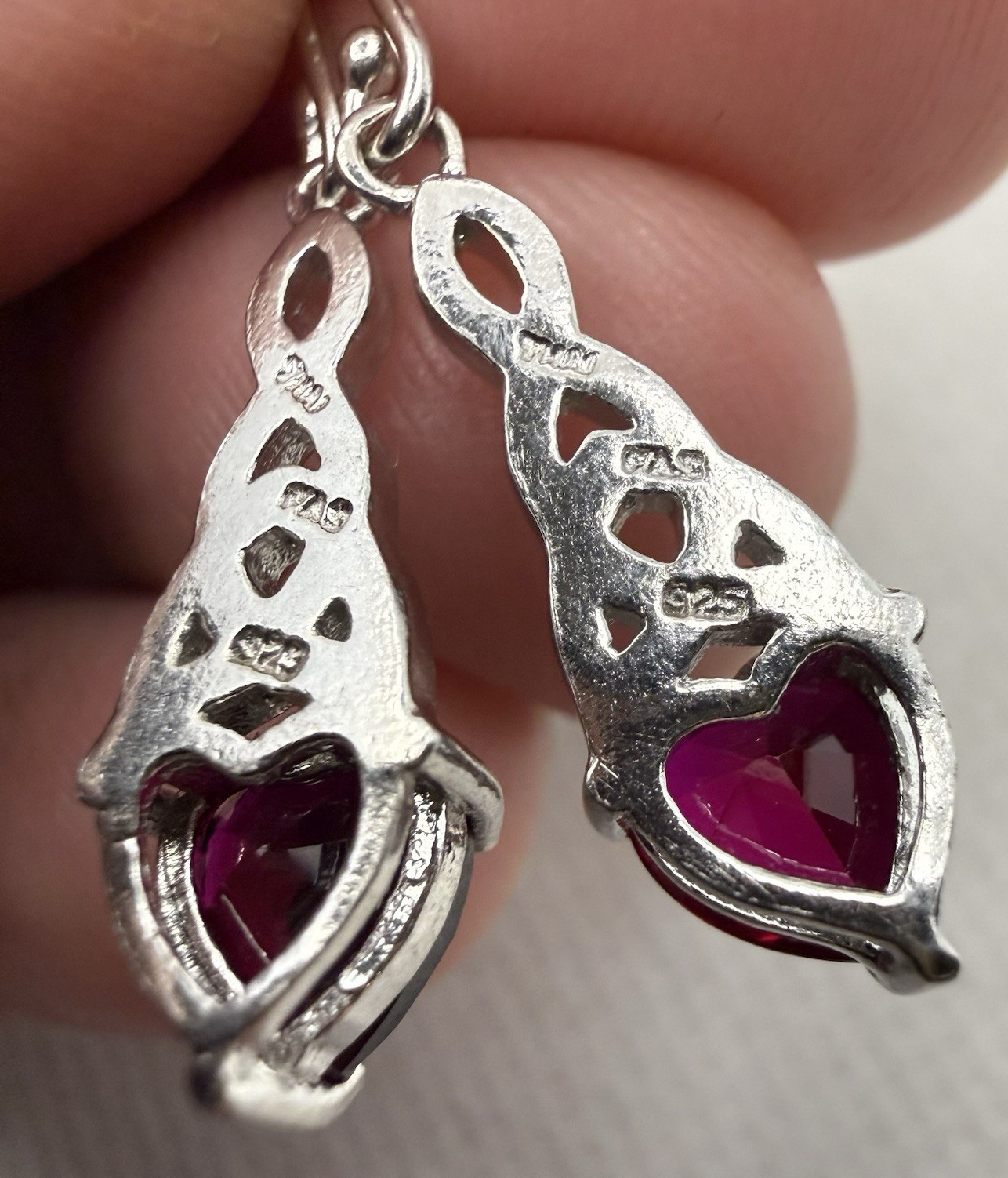 FAS Red Heart Shape Dangle Celtic Trinity Earring… - image 4