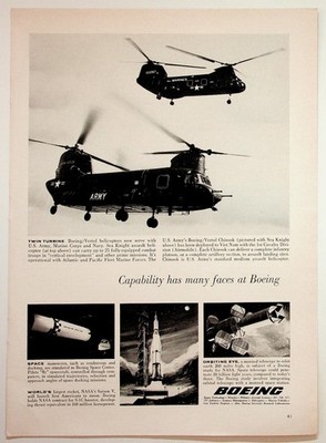Boeing Vertol Chinook Sea Knight Saturn V Orbiter Space Ad 1960s Ephemera