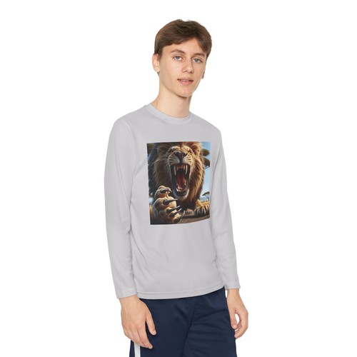 Youth Lion Long Sleeve Tee, Courageous Kids Adventure Shirt, Wildlife Sports - Picture 8 of 69