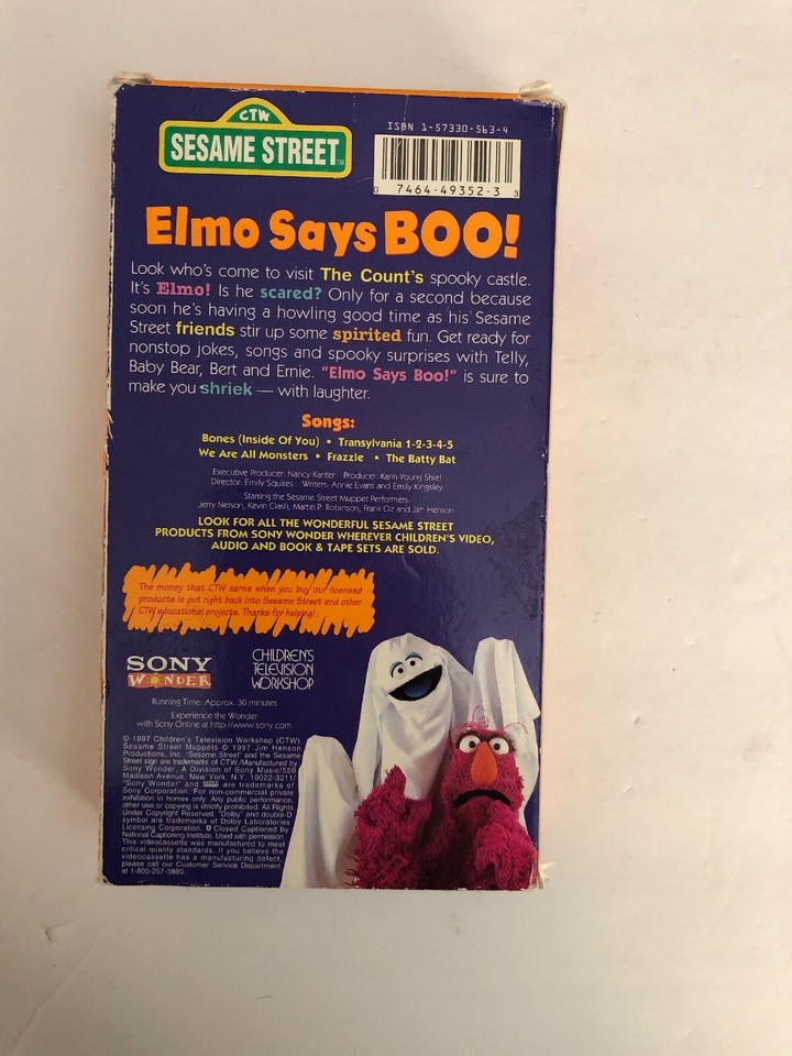 Sesame Street-Elmo Says Boo [VHS]-TESTED-RARE VINTAGE COLLECTIBLE-SHIPS ...