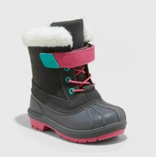 Cat  Jack, Girls Size 5, Winter Boots Grey/Pink with White Faux Fur Waterproof