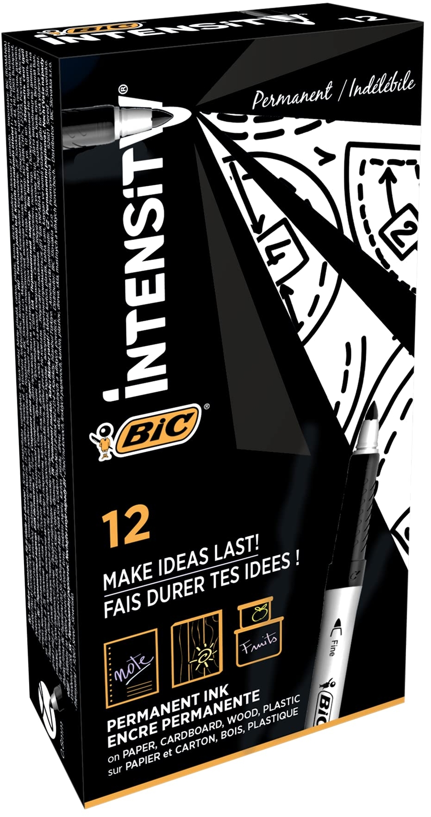BIC Permanent Marker FINE Black PK12