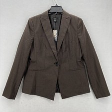 Ann Taylor Blazer Sport Coat Women's 10 Dark Brown Wool Blend One Button Career