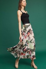 New Anthropologie Maeve Pleated Floral Skirt size XS