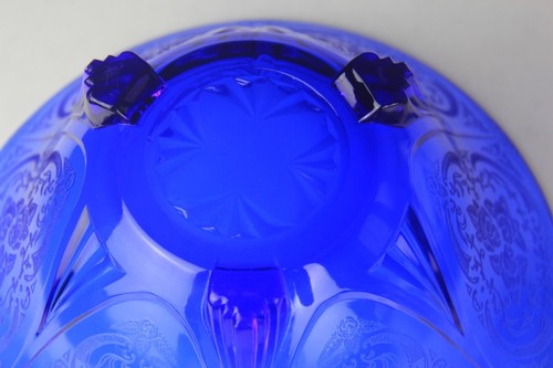 Vintage Hazel Atlas Cobalt Blue Royal Lace 10" Footed Bowl - Picture 7 of 17