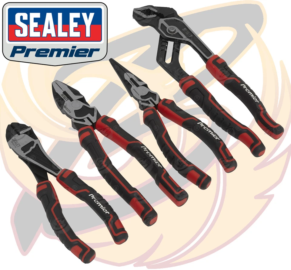 SEALEY Pliers Set 4pcs High Leverage Plier Set Cutters Combi Long Nose Plier Set - Image 2 of 4
