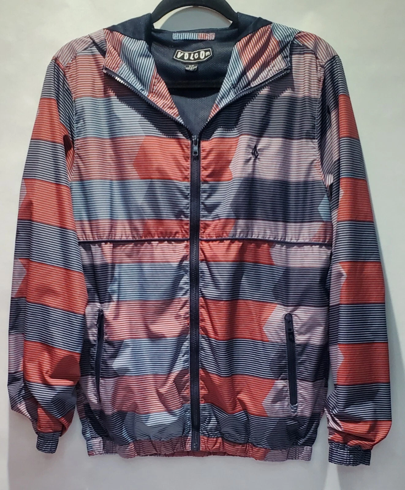 Volcom Geometric Print Lined Windbreaker Jacket with Hood Men's/ Unisex Size S