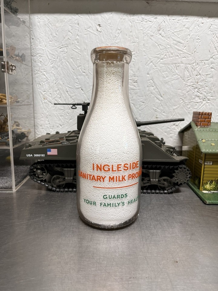 Ingleside Dairies Inc. Two Color Milk Bottle Quart St. Albans