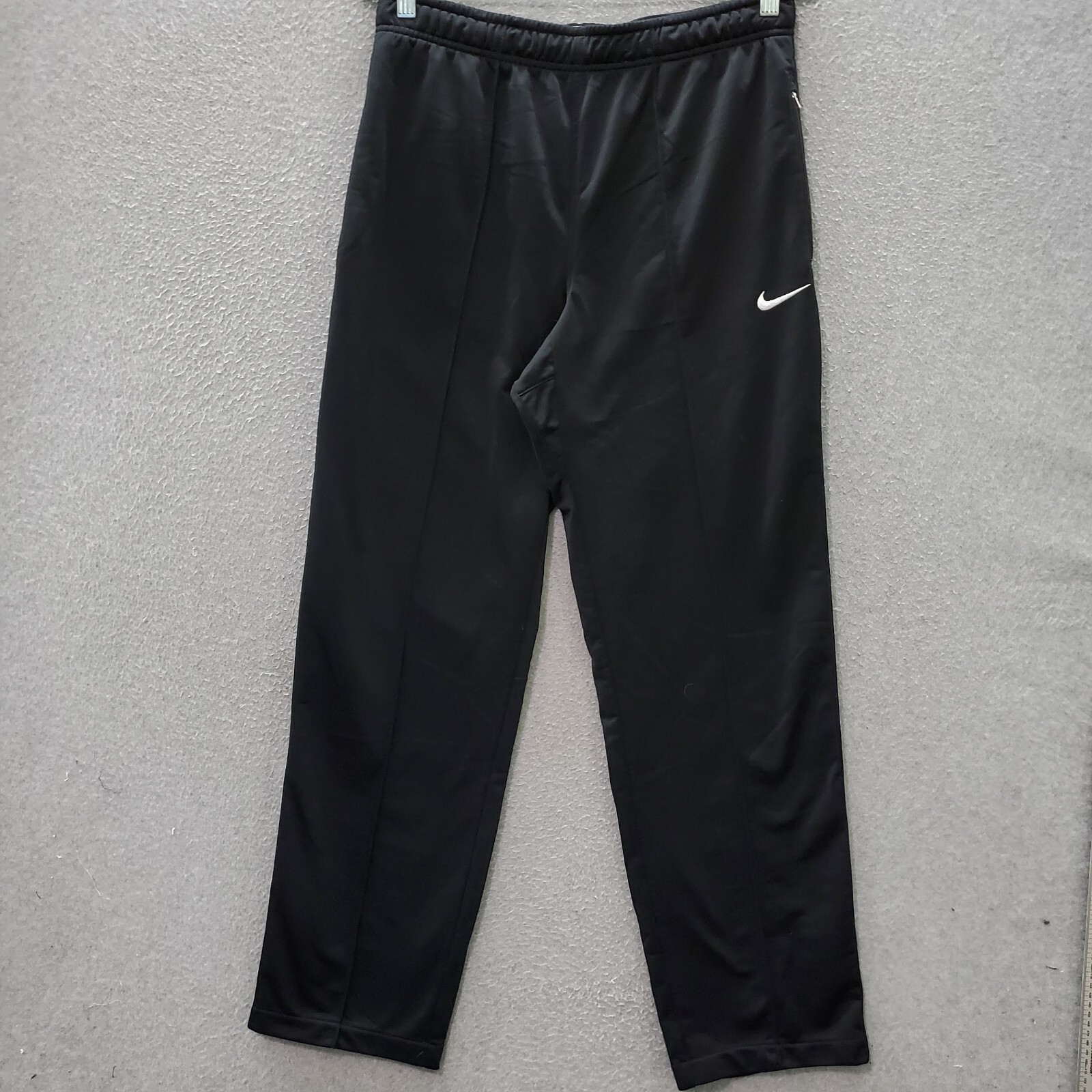 Nike Men Activewear Pants Medium Black Track Logo Swoosh Drawstring