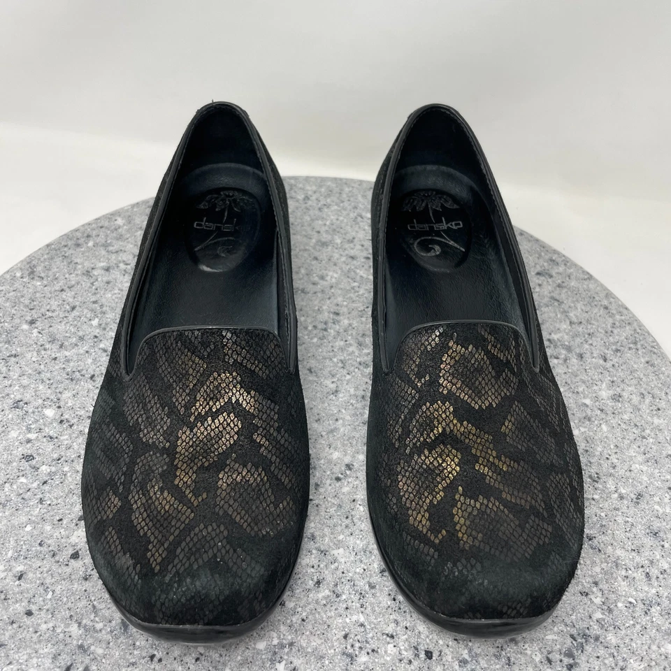 Zapatos Mocasines Dansko Mujer 9.5 Olivia Estampado Piel de Serpiente Cuero Negro Comodidad 40 Foto 2 de 4