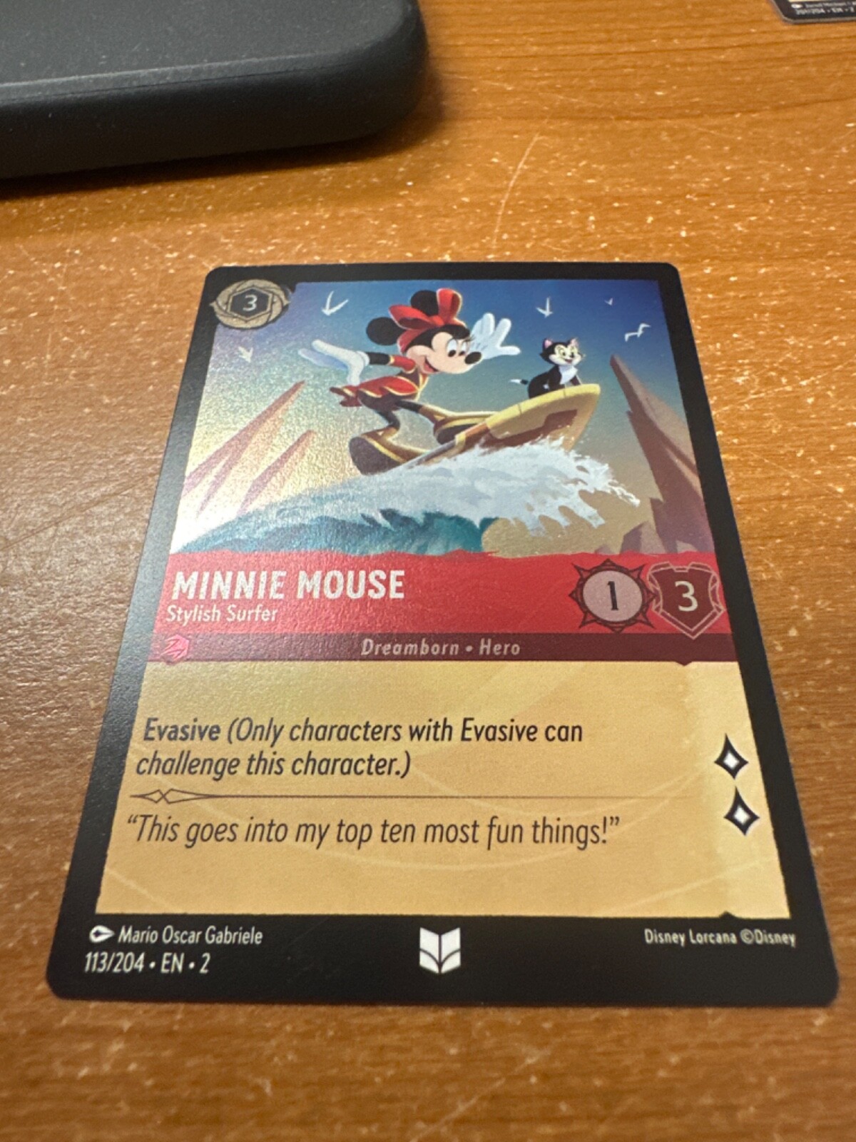 Lorcana Minnie Mouse Stylish Surfer COLD FOIL 113/204 NM Rise Of The Floodborn