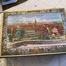 Vintage E Otto Schmidt Nurnberger Lebkuchen Lg Embossed Lidded Tin  Germany