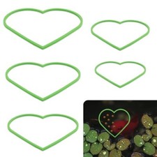 5pcs Aquarium Floating Plant Rings, Foam Betta Fish Feeding Rings Heart Green