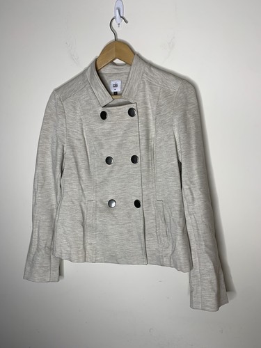 Cabi Size Small Charlie Double Breasted Moto Style Knit Jacket Oatmeal 3028