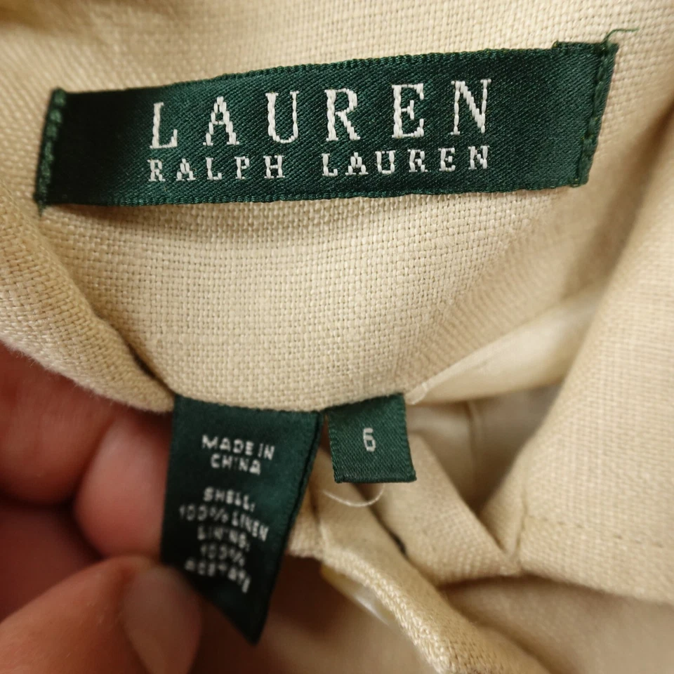Ralph Lauren Jacket Womens 6 Beige Linen Button Blazer Sport Over Coat Suit Top - Image 3 of 4