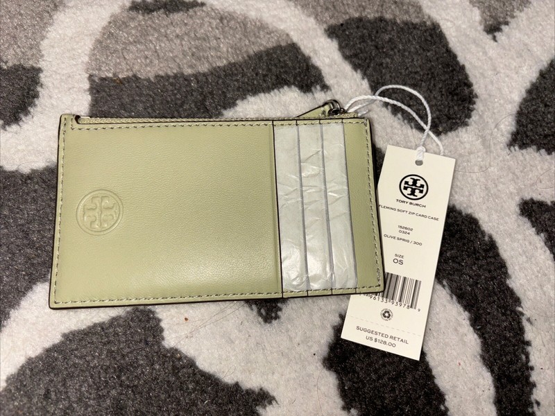 NWT Tory Burch Fleming Soft Zip Case - Olive Sprig