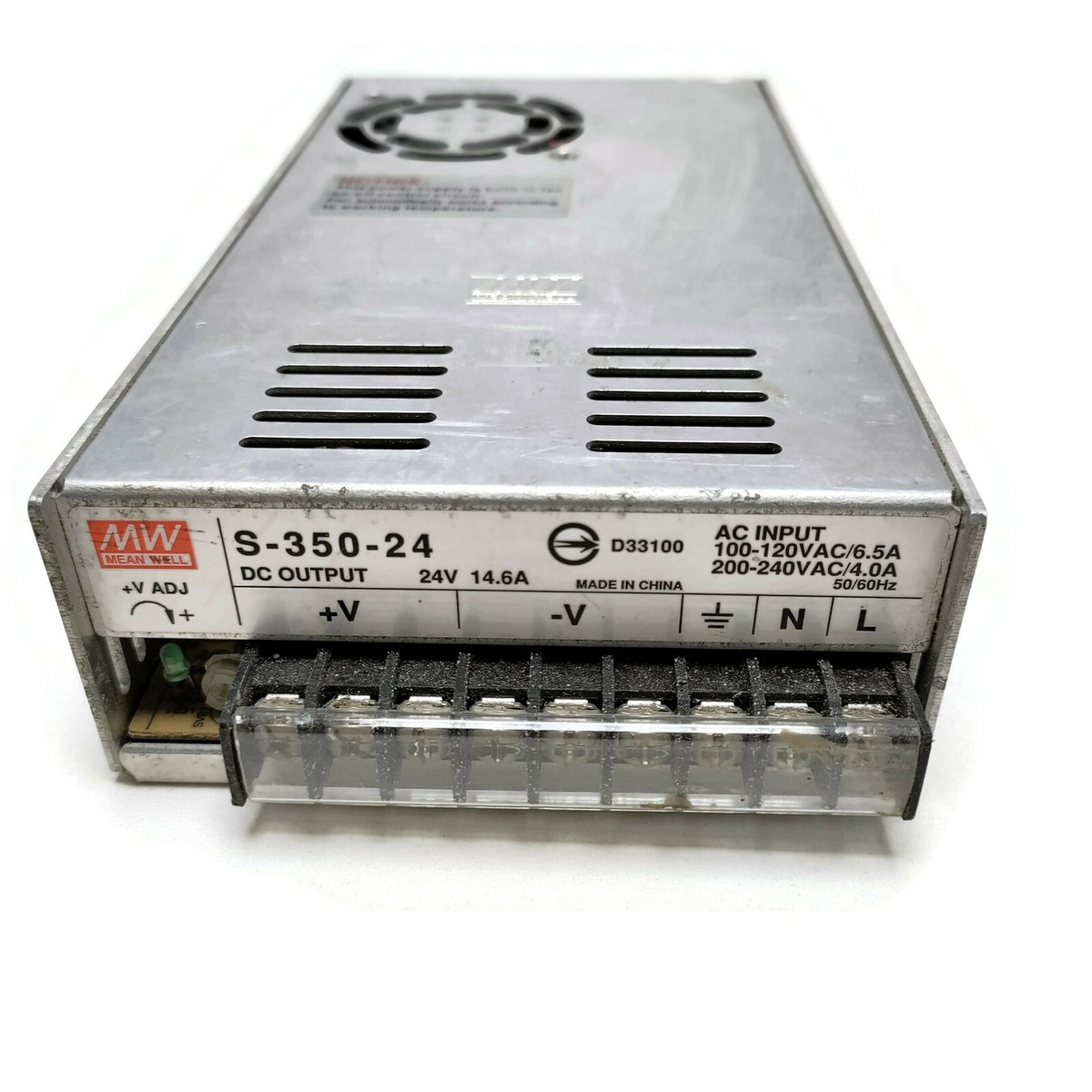 Meanwell S-350-24 Volts 14.6 Amps Power Supply. Input 100~240