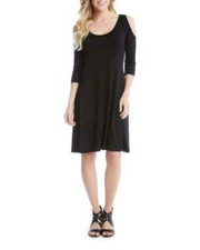 NWT Karen Kane New $109 Leaf black open shoulders trapeze dress Women's size S