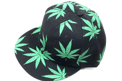 Pot Leaf Snapback Baseball Cap, All Over Print Marijuana Leaves 420 OSFA
