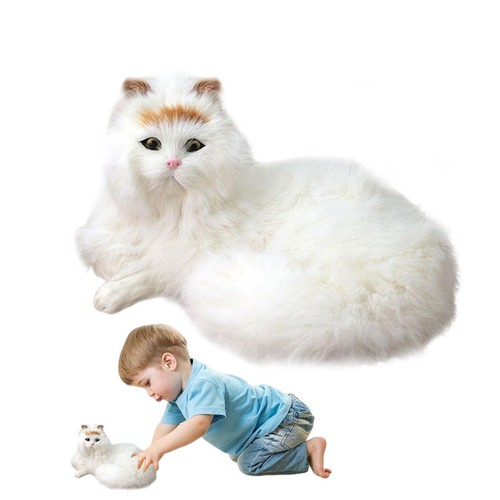 Realistic Cute Simulation Stuffed Plush White Persian Cats Toys Fluffy Cat Dolls