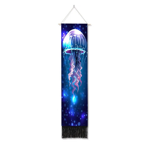Bohemian Tapestry Tassel Moon Mountain Linen Cotton Home Door Wall Hanging Draw - Picture 18 of 37
