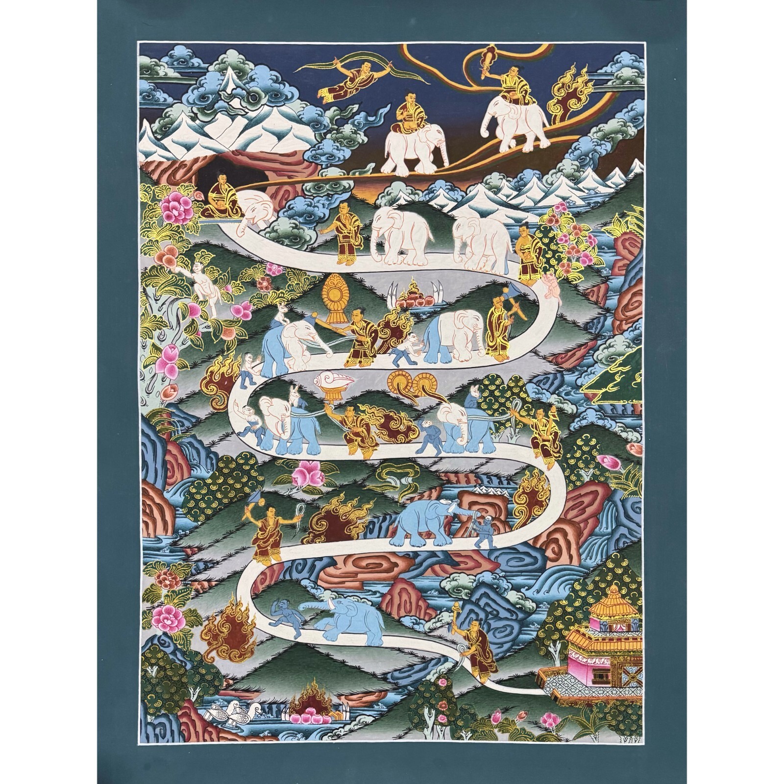 Handmade Tibetan Way to Heaven Thangka Painting for Nirvana Wall Art