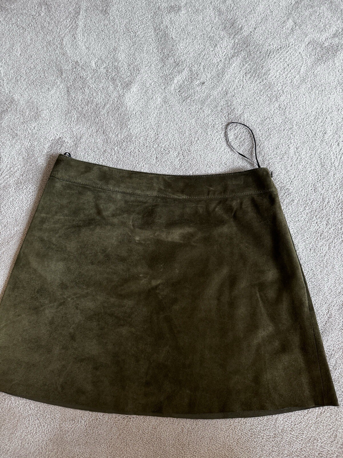 Saint Laurent minigonna camoscio kaki taglia F36 UK 8