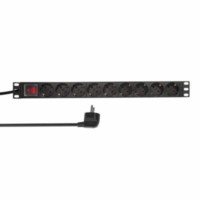 9-fach Steckdosenleiste 19'' Zoll Rack PDU Stromverteiler Schutzkontakt Schalter