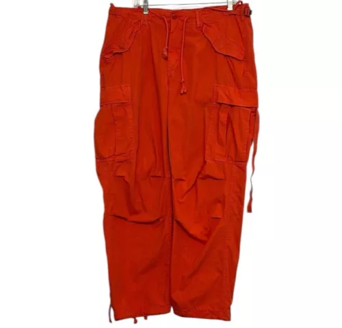 Vintage 90s Y2K Polo Ralph Lauren Orange Cargo Pants 36/32 Parachute Utility