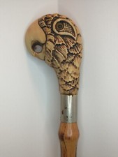 Vintage Bamboo Shoe Horn Plastic Parrot Head 18 Inches Long Read Desc See Pics