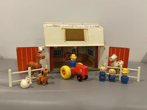 Vintage 1967 Fisher Price Little People Family Farm Play Set, Incomplete
