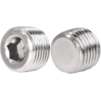 2X 1/2NPT MALE THREAD SOCKET HEX COUNTERSUNK PLUG STAINLESS STEEL PIPE FITTING