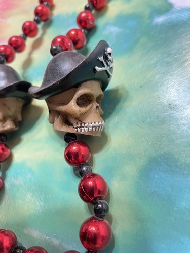 Mardi Gras Carnival Bead 20" Pirate Skulls Necklace New Orleans Parade Throw - Bild 5 von 7