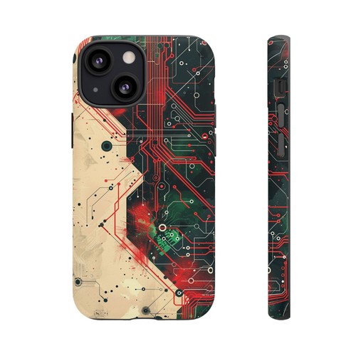 Red Green Circuit Board Chip Phone Case for iPhone - MagSafe Compatible - 第 101/110 張圖片