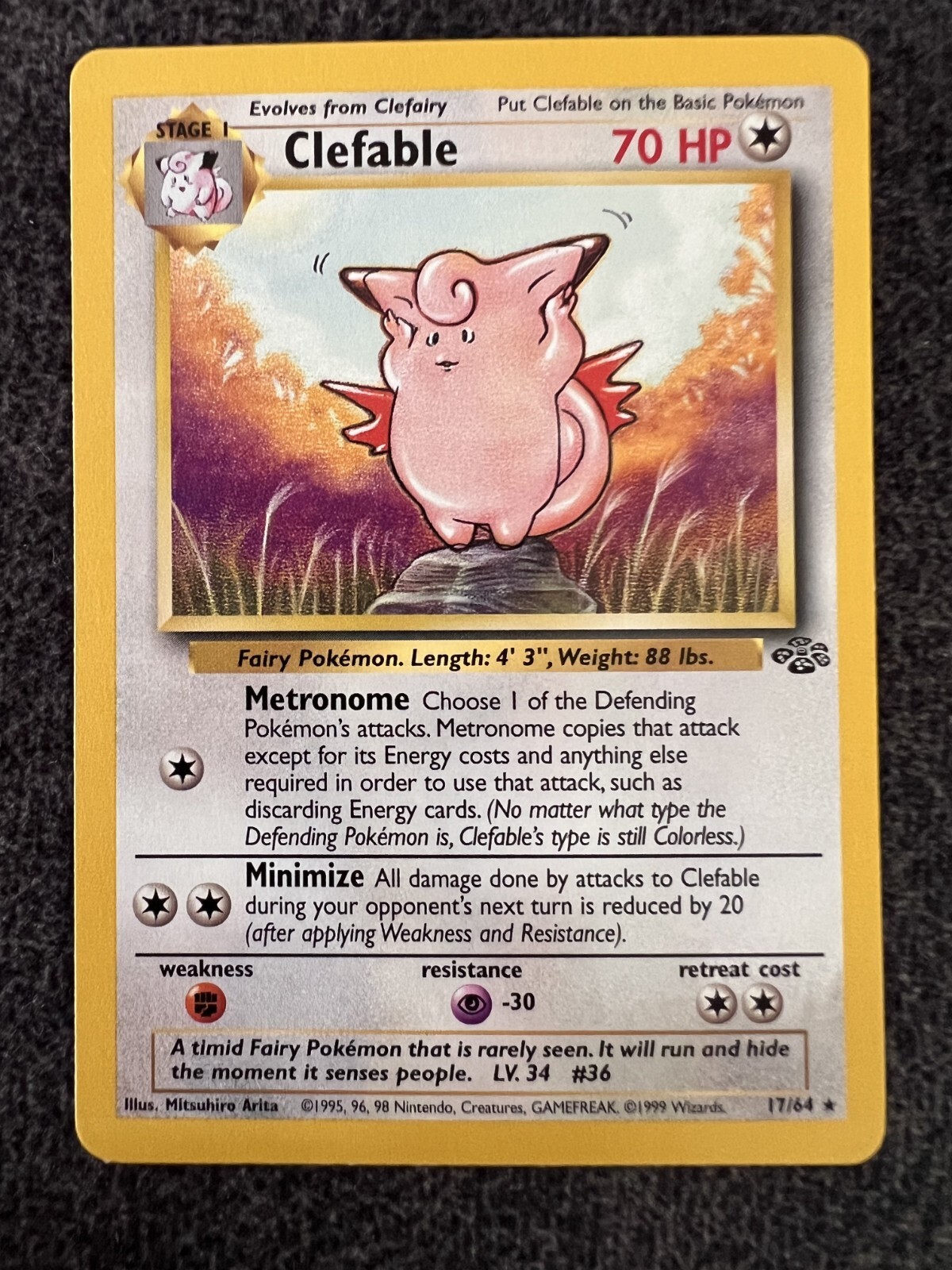 Clefable 17/64 Rare Pokemon Card NM