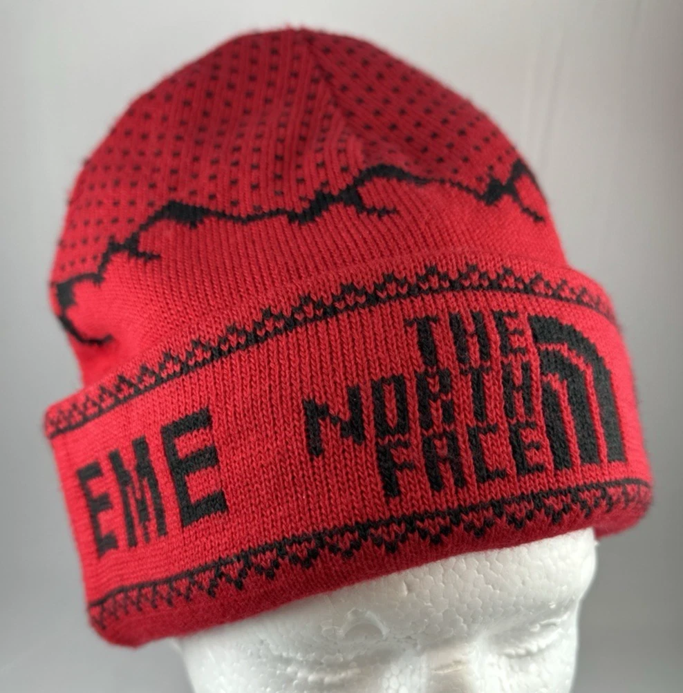 Casquette chapeau AUTH Red Supreme North Face Explorer Fold Mountain Beanie FW18 OS rouge 2018