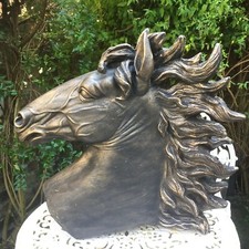 Horse Head Stallion Bust Garden Statue Stone Effect.