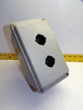 NEW HOFFMAN TWO HOLE FIBERGLASS PUSHBUTTON CONTROL STATION 8" x 4.5" x 4.25"