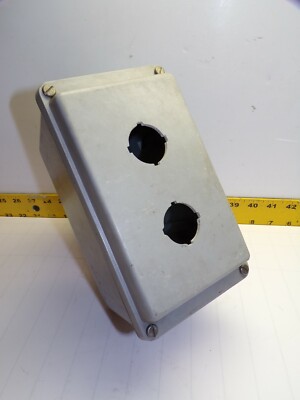 NEW HOFFMAN TWO HOLE FIBERGLASS PUSHBUTTON CONTROL STATION 8'' x 4.5'' x 4.25''