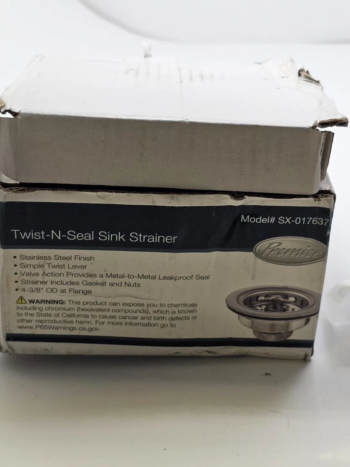 Colador de fregadero Premier Twist and Seal acabado cromado SS 4-3/8" OD SX-0176370 Foto 4 de 4