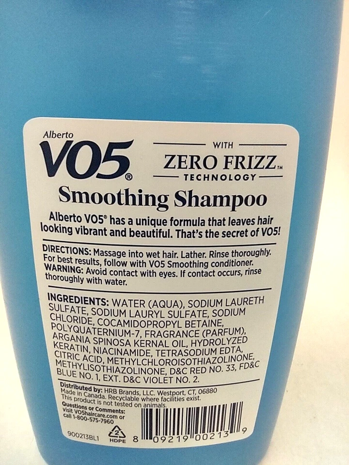 3x Alberto VO5 Smoothing Shampoo ZERO Frizz Keratin+Argan Oil +Niacinamide 15 OZ - Image 4 of 4