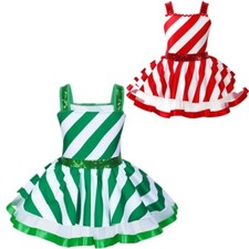 Kids Girls Shiny Sequins Dance Tutu Dress Leotard Christmas Party Claus Costume