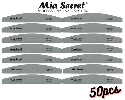Mia Secret Professional Nail File - SPONGE HALF MOON 100/180 50pcs Combo