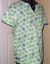  RAMPAGE WOMEN'S SCRUB TOP SIZE S GREEN FLORAL LIGHTWEIGHT NWT